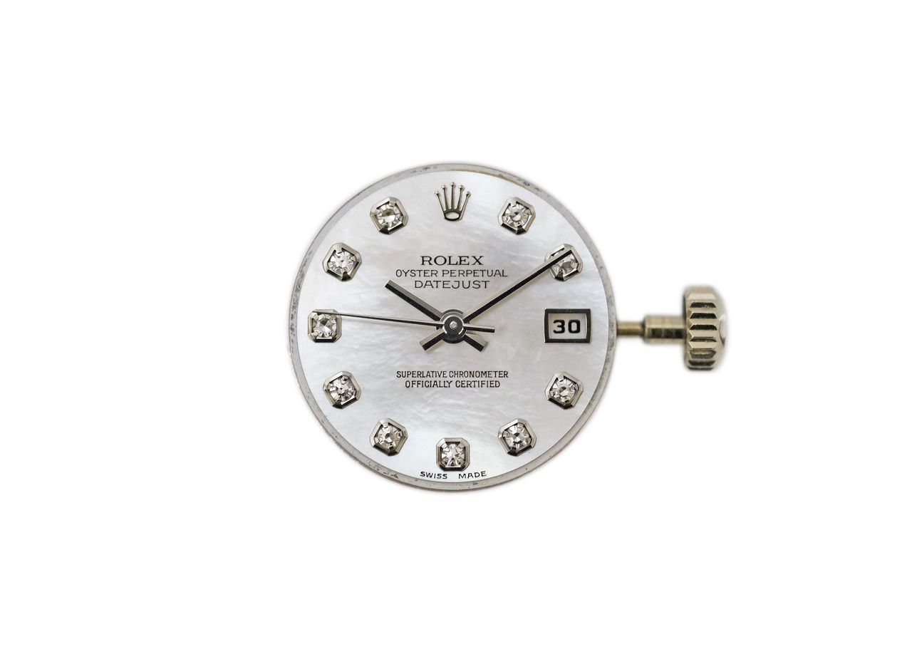 ロレックス レディース デイトジャスト ムーブメント 10 Pダイヤ ホワイトシェル文字盤 自動巻き AT Cal 2135 新ダイヤ 可動品