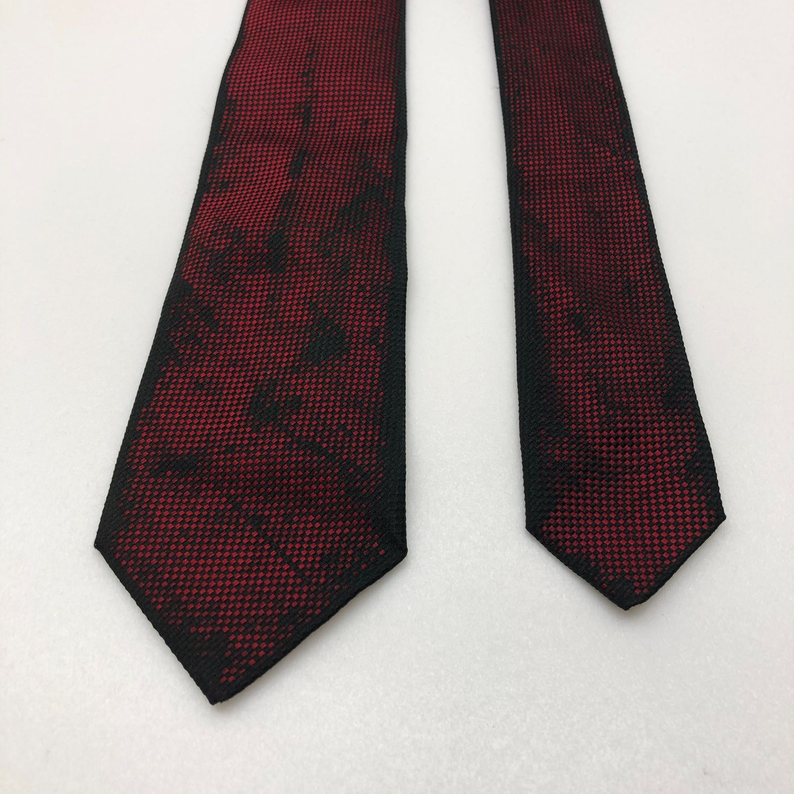 Dominique France ネクタイ シルク 絹 赤 レッド 黒 ブラック