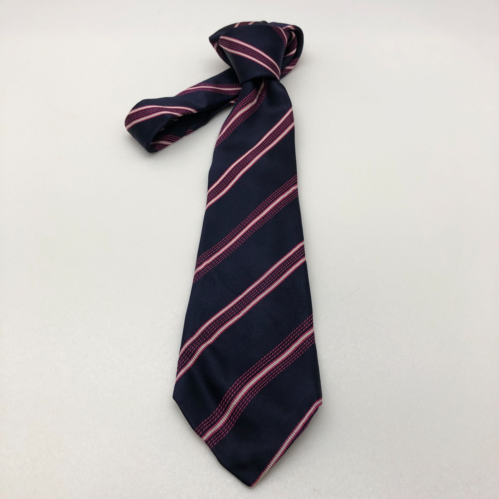 BARNEYS NEW YORK ネクタイ シルク100％ 絹 日本製 ネイビー ピンク