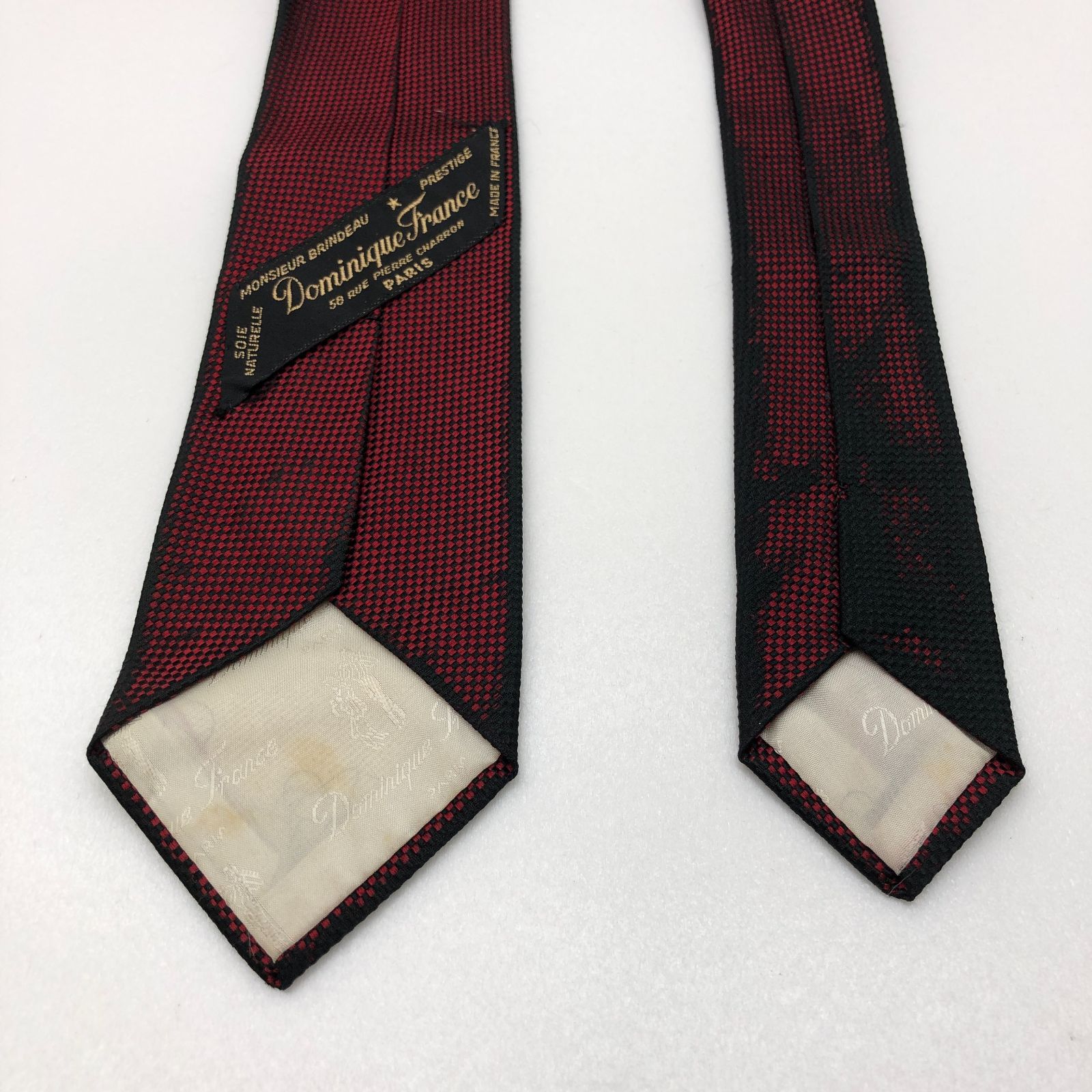 Dominique France ネクタイ シルク 絹 赤 レッド 黒 ブラック