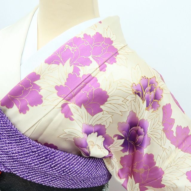 訪問着　フルセット　牡丹　金駒刺繍　着物　付け下げ　I4 訪問着 フルセット 牡丹 金駒刺繍 着物 付け下げ I4