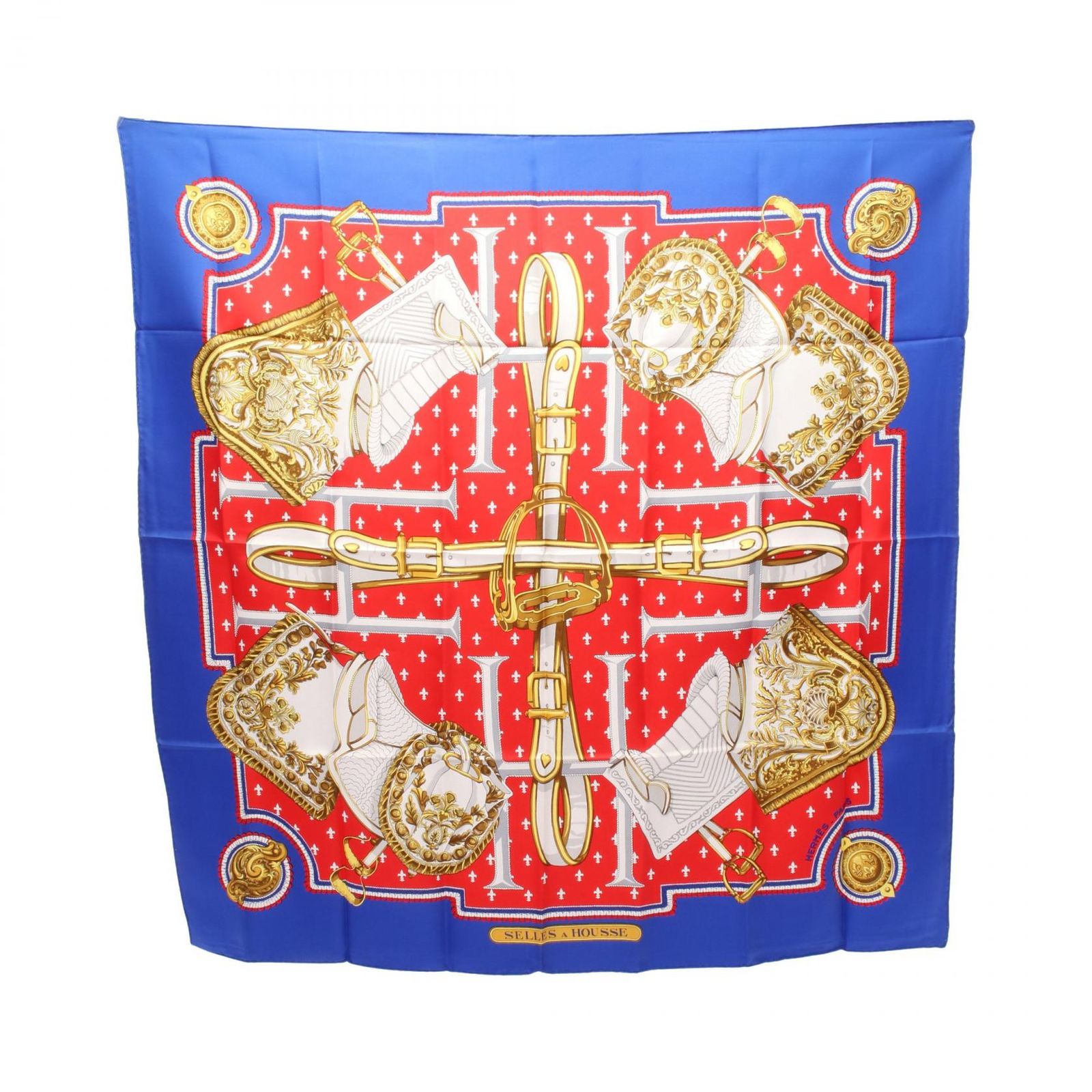 エルメス HERMES スカーフ カレ90 SELLES A HOUSSE シルク カレ90