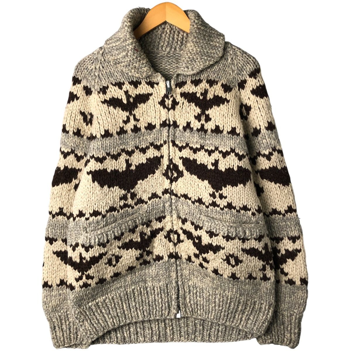 古着 70年代 TUAK 総柄 HAND MADE カウチンセーター カナダ製 メンズM 