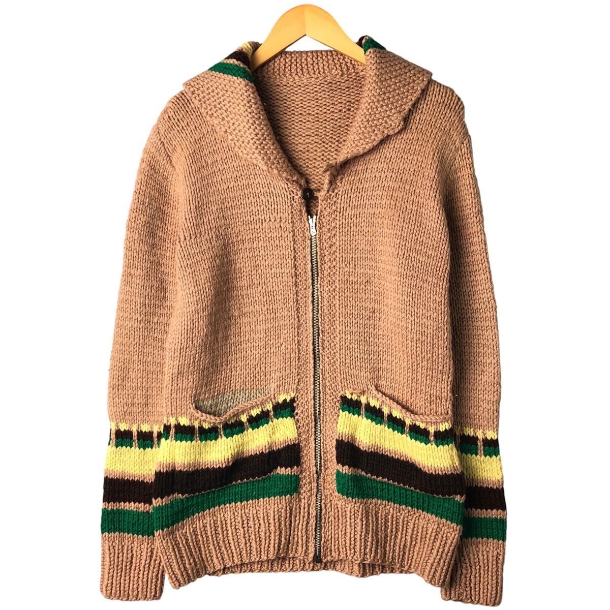古着 ~70年代 UNKNOW 総柄 カウチンセーター メンズM相当 ヴィンテージ 