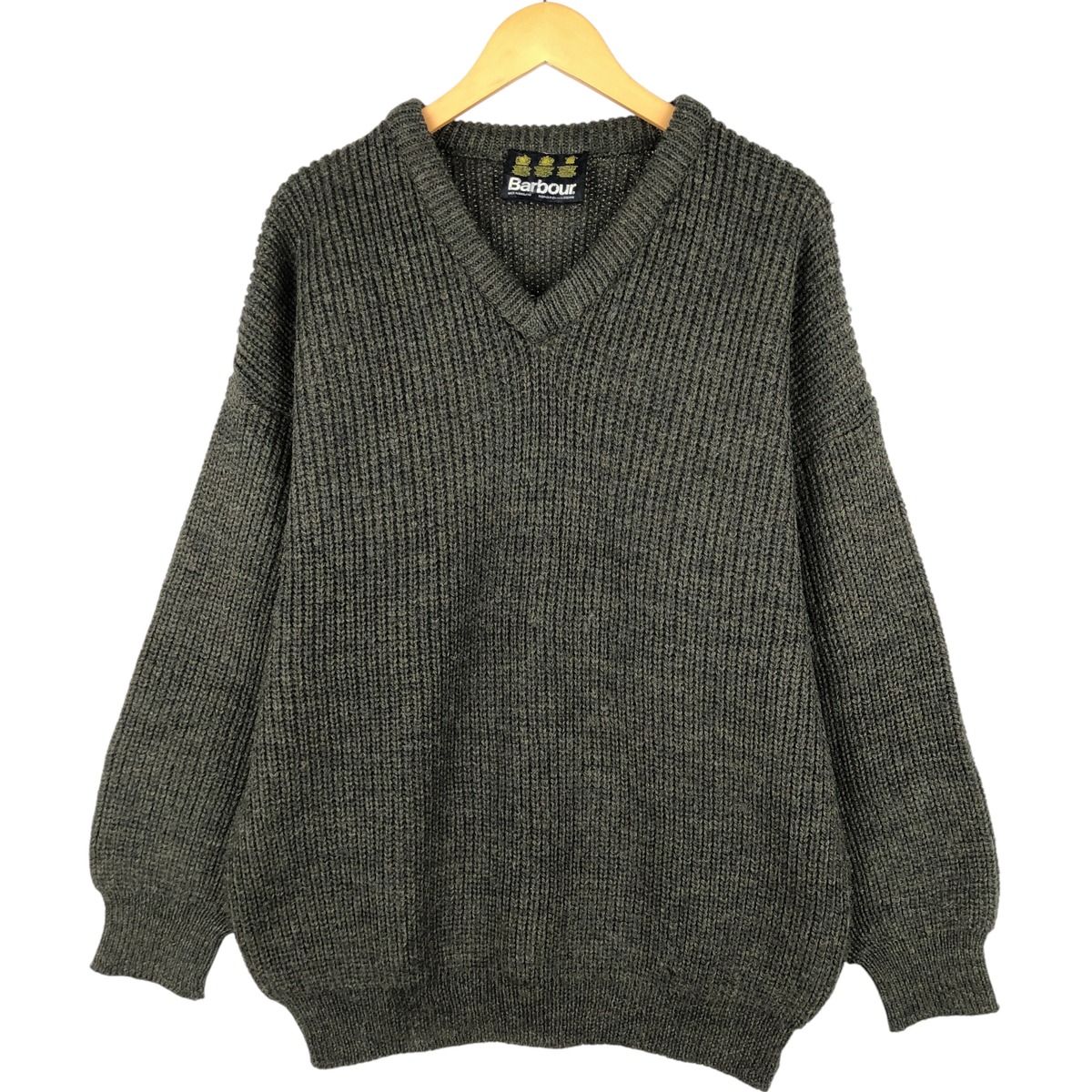 古着 バブアー Barbour Vネック ウールニットセーター 英国製 メンズXL 
