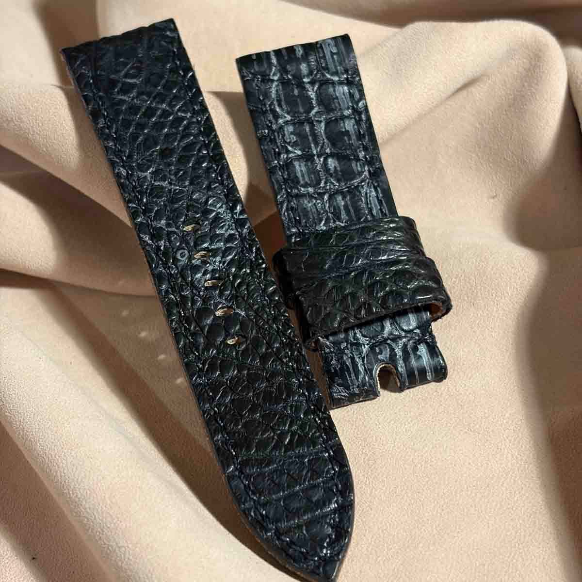 exh-52 ブライドルブラック クロコダイル 腕時計ベルト ラグ幅20mm exh