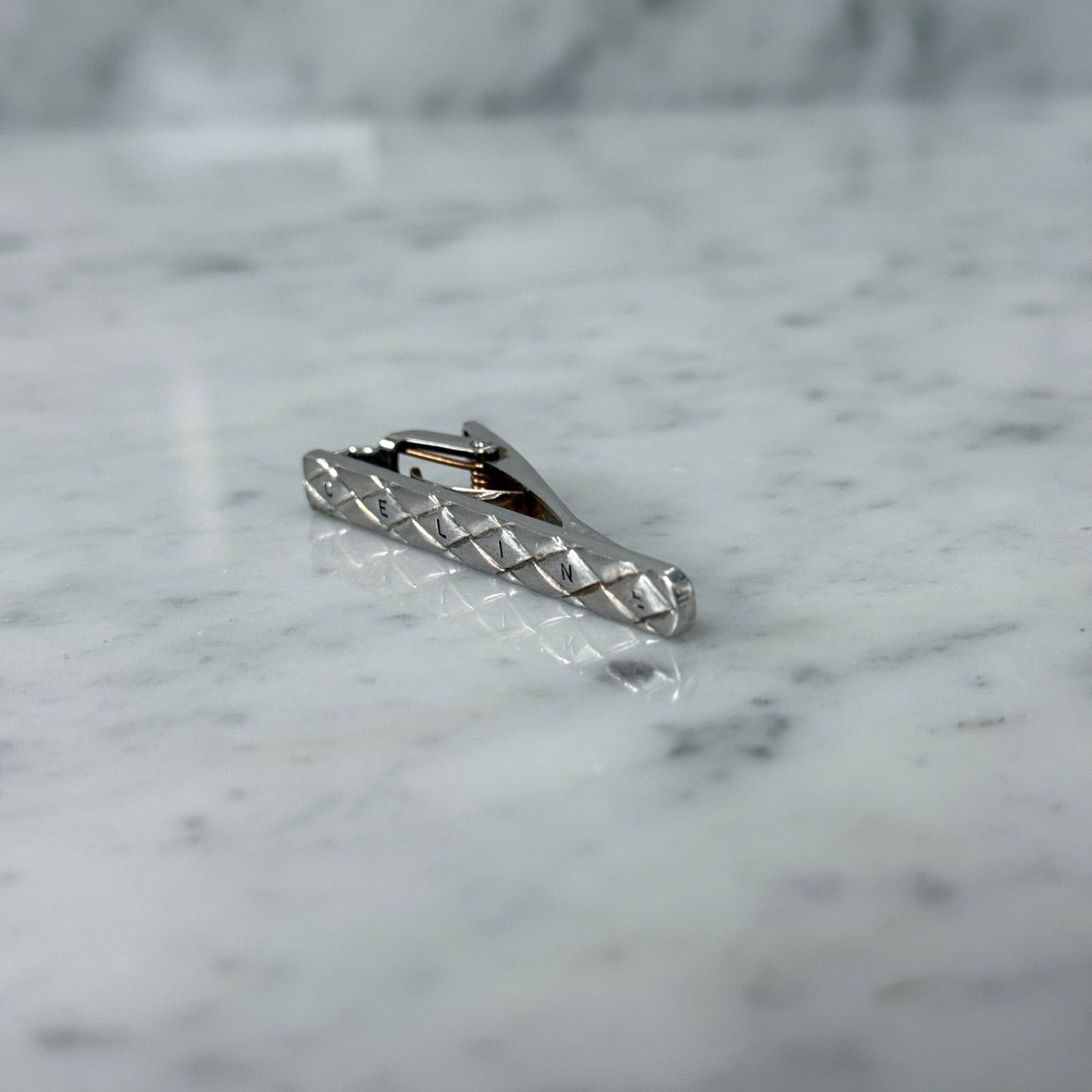 CELINE セリーヌ ネクタイピン タイピン キルティング 銀 Silver