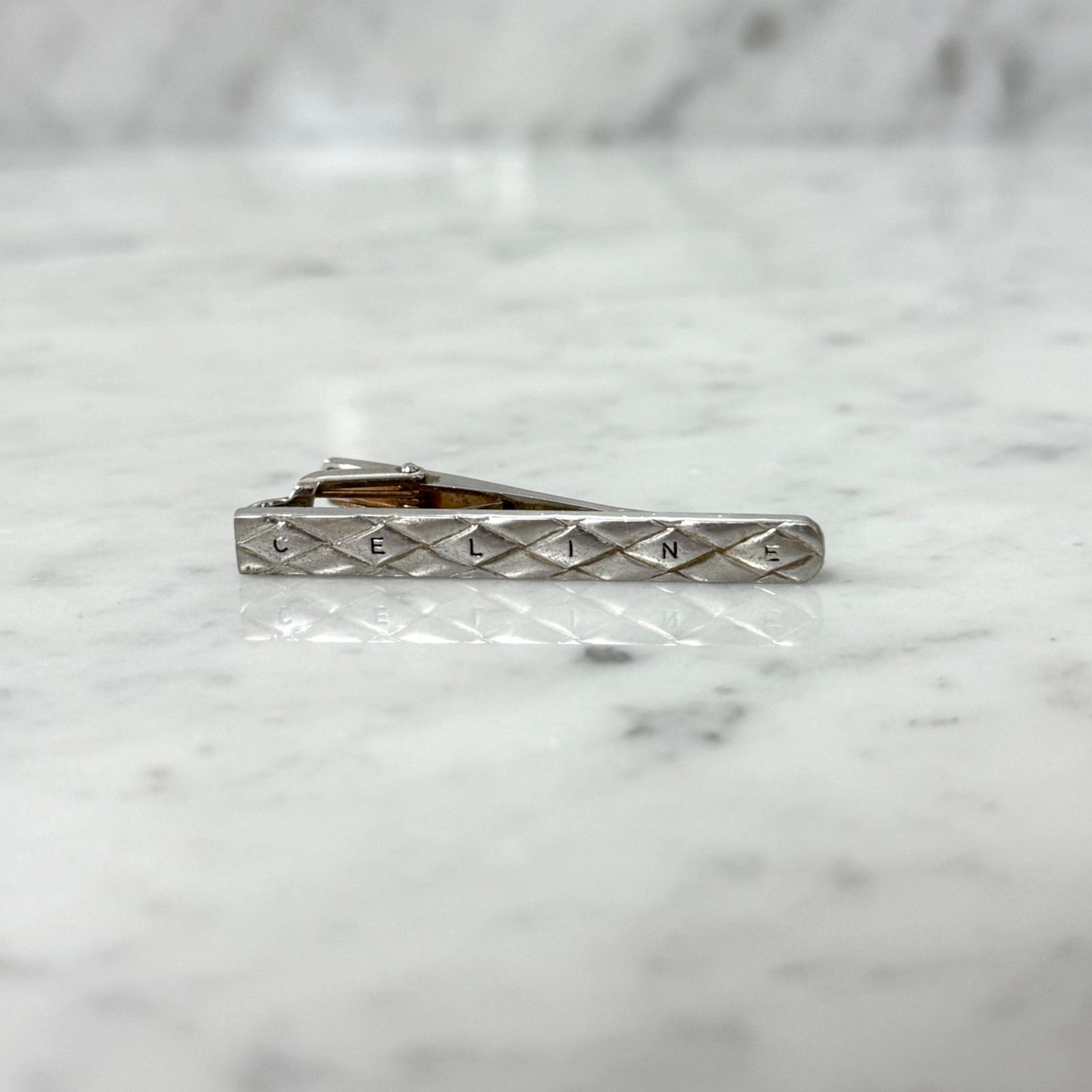 CELINE セリーヌ ネクタイピン タイピン キルティング 銀 Silver