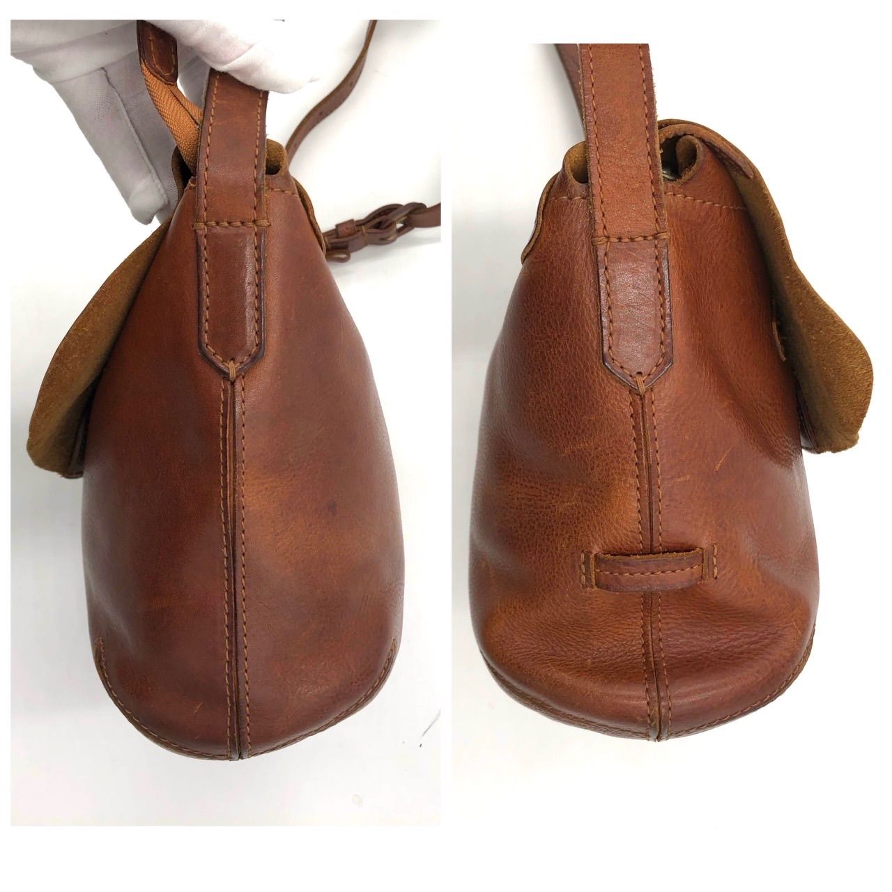 genten ゲンテン ショルダーバッグ レザー 本革 ブラウン 茶 斜め掛け