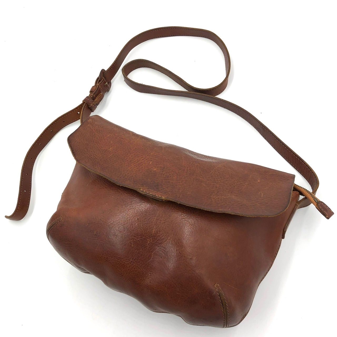 genten ゲンテン ショルダーバッグ レザー 本革 ブラウン 茶 斜め掛け