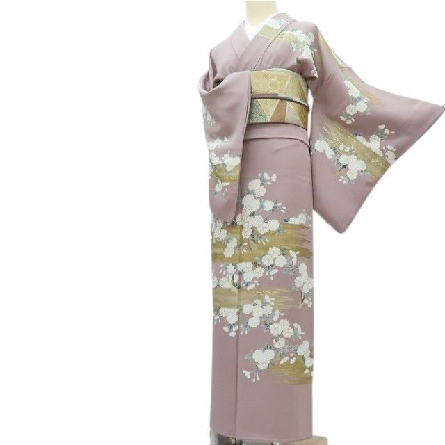 Y3892◇美品 正絹 金糸刺繡 縫い一つ紋 手縫い仕立て 牡丹 訪問着 着物 百華❀Y4276◇金駒刺繡 縫い一つ紋 桜 手縫い仕立て 正絹 訪問着 着物