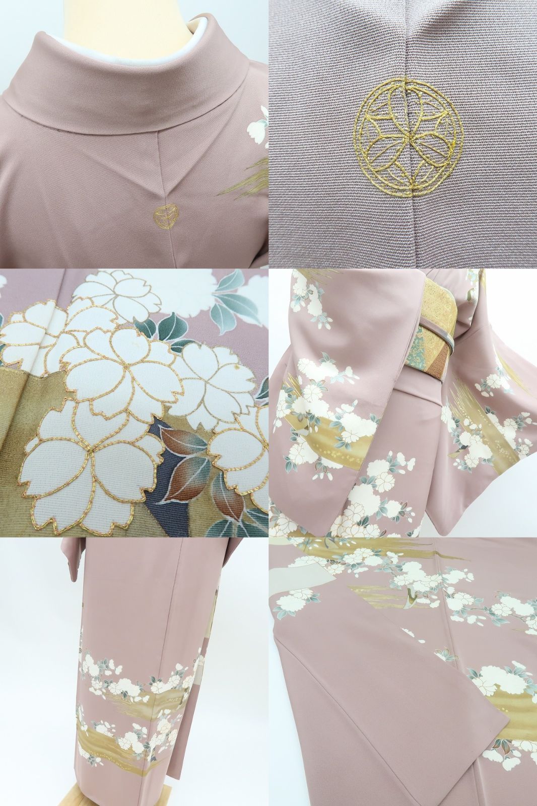 専用Y3648◇美品 正絹 やまと誂製 金駒刺繡 手縫い仕立て 桜 訪問着 着物 専用Y3648◇美品 正絹 やまと誂製 金駒刺繡 手縫い仕立て 桜 訪問着