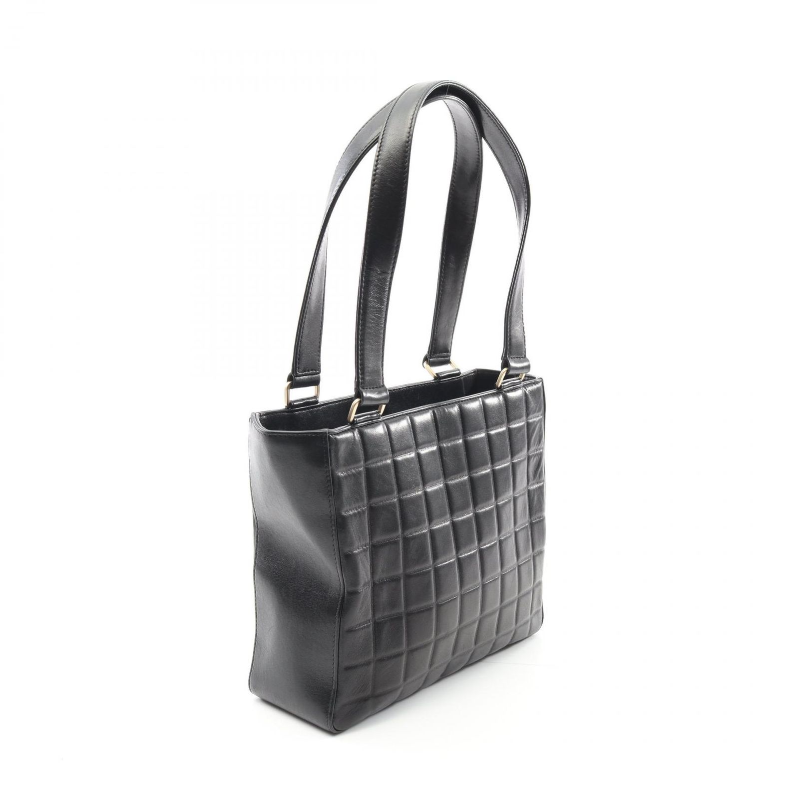 シャネル CHANEL トートバッグ チョコバー ブラック ラムスキン（羊革