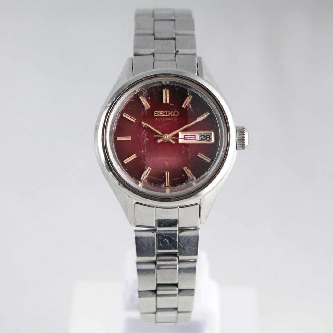 T 68 SEIKO 2706 0220 自動巻き 21石 レディース デイデイト レッド文字盤 SS セイコー オートマチック ヴィンテージ カラー 腕時計 銀座サコム堂