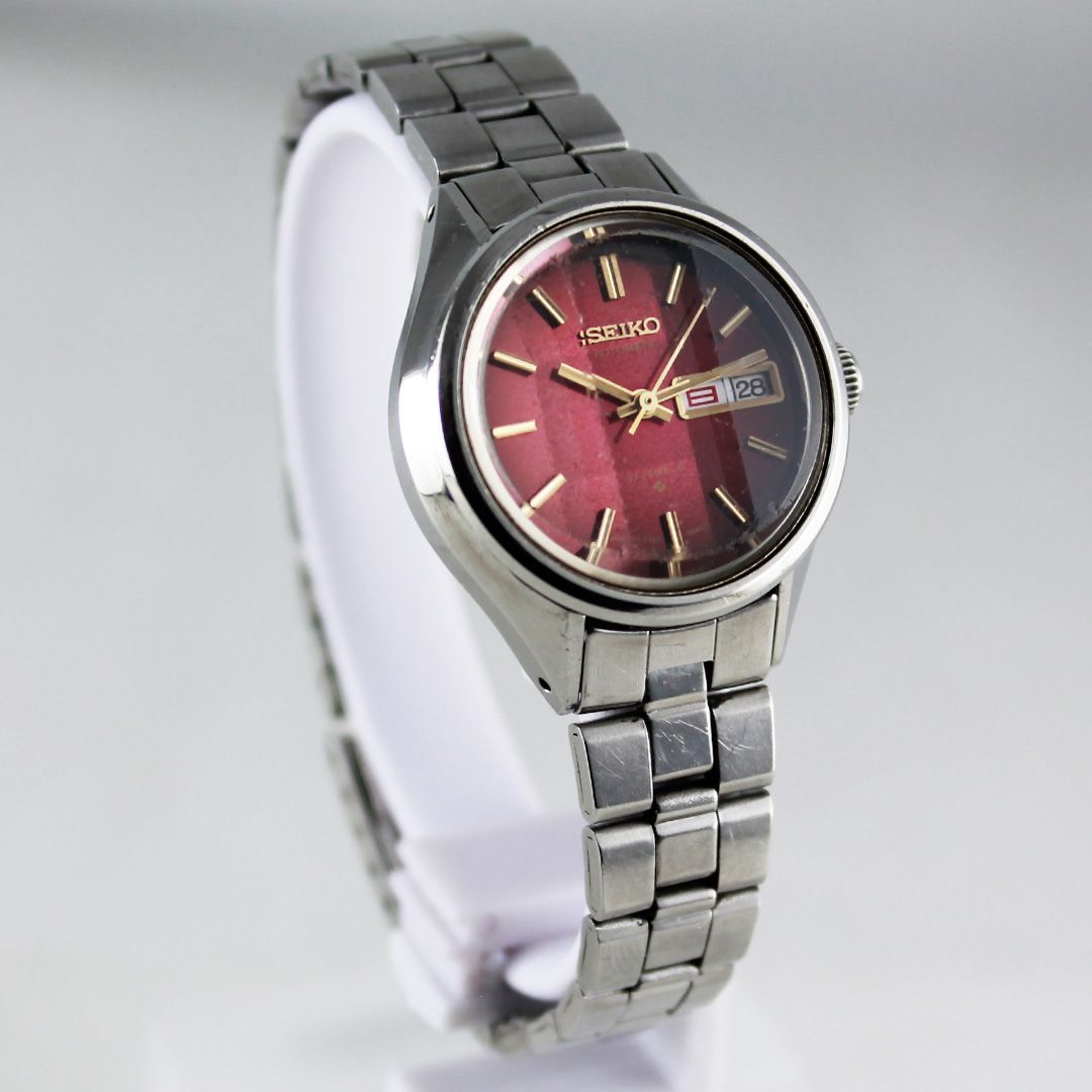 T68 SEIKO 2706-0220 自動巻き 21石 レディース デイデイト レッド文字 