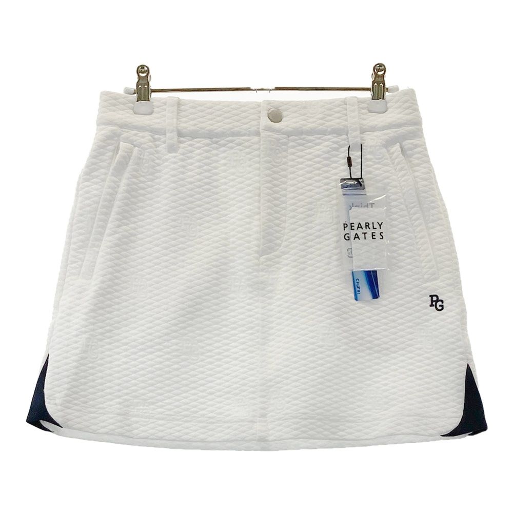 PEARLY GATES ゴルフスカート ホワイト レオパード柄 Pe/Cストレッチコードレーン スカート ＜ヒョウ柄＞ | PEARLY GATES