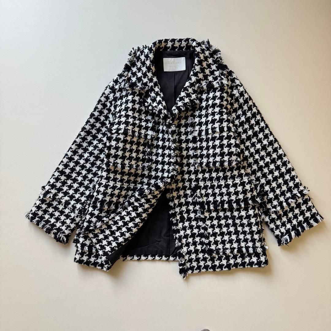 極美品✨21AW トゥモローランド ジャケット ツイード 千鳥格子柄 ダブル S 極美品 TOMORROWLAND BALLSEY 千鳥格子 ツイードコートジャケット