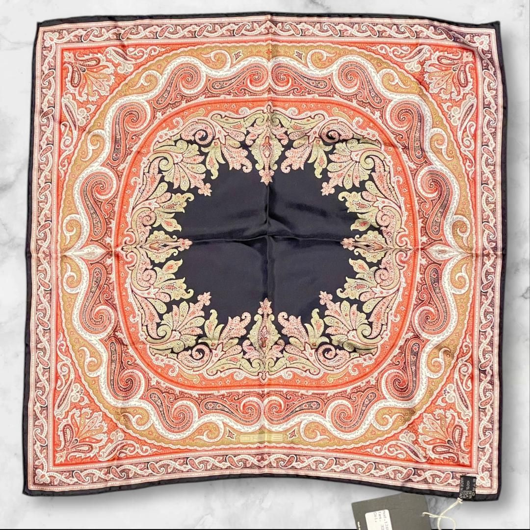 ETRO エトロ スカーフ シルク100% 黒系 ペイズリー柄 - メルカリ