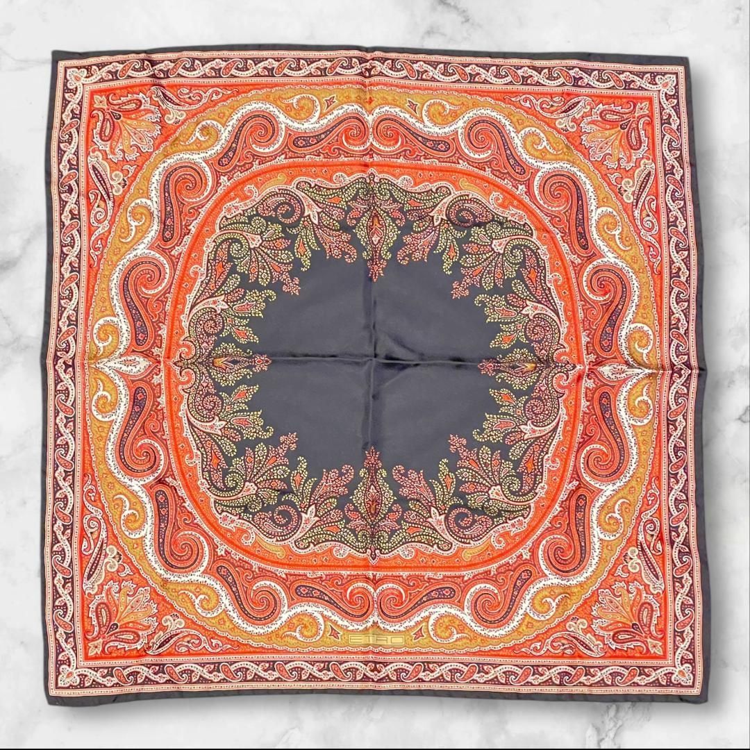ETRO エトロ スカーフ シルク100% 黒系 ペイズリー柄 - メルカリ