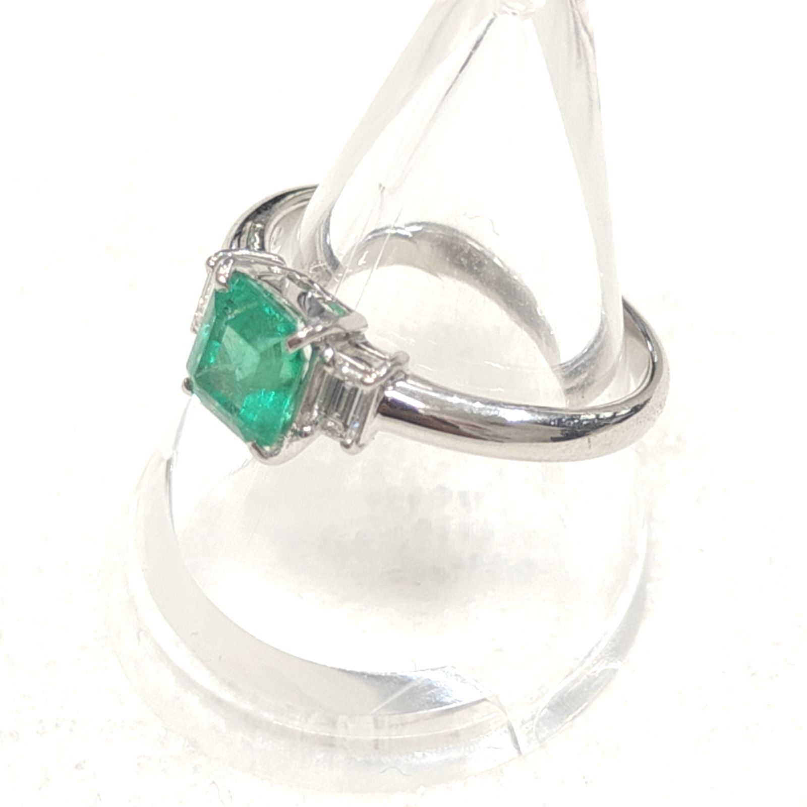Pt900 天然エメラルド 1.00ct 天然ダイヤモンド 0.05ct リング 