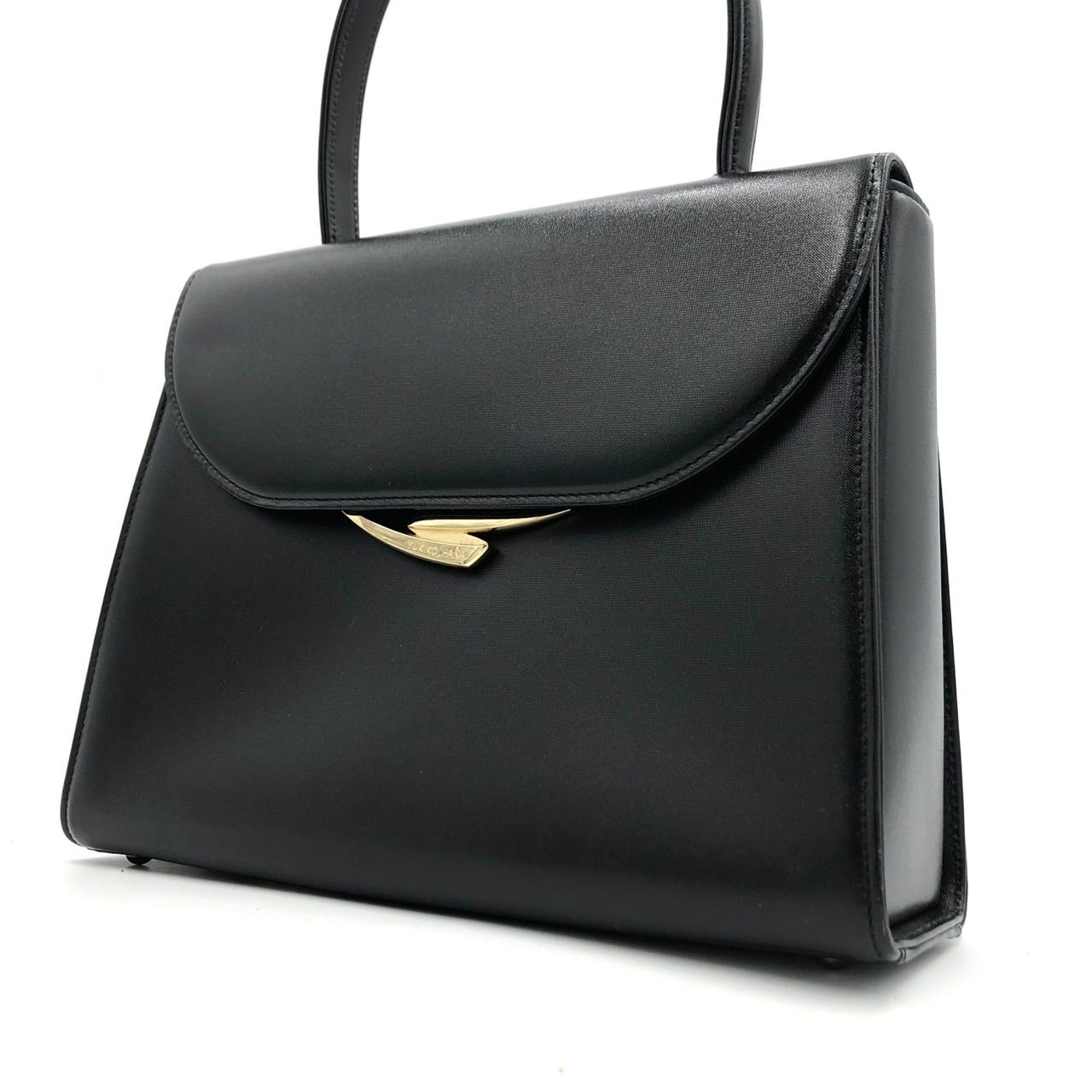 美品】ユキコハナイ YUKIKO HANAI ハンドバッグ 黒 ブラック レザー 冠