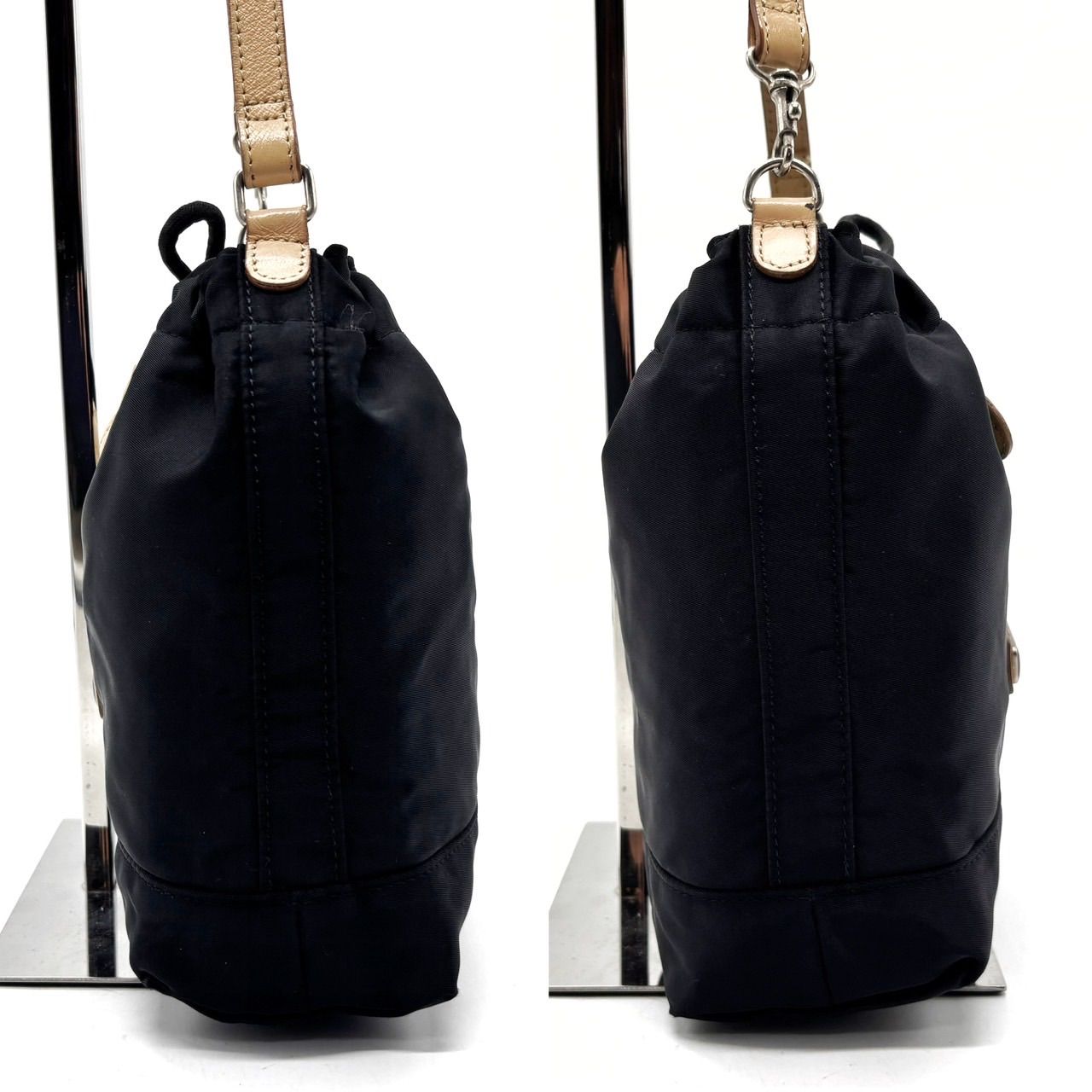 良品】 Burberry バーバリー 巾着 シルバープレート ハンドバッグ ワン 