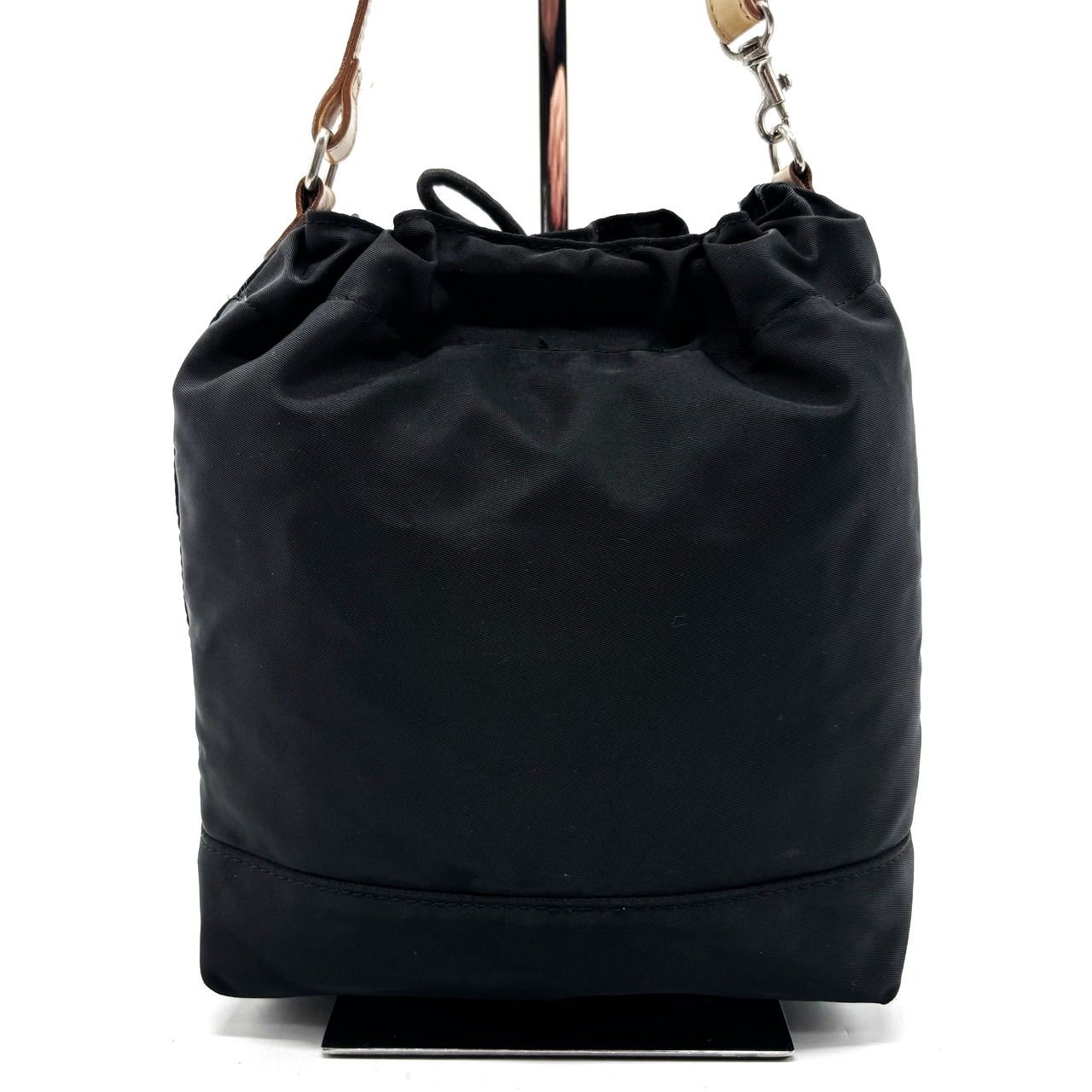 良品】 Burberry バーバリー 巾着 シルバープレート ハンドバッグ ワン 