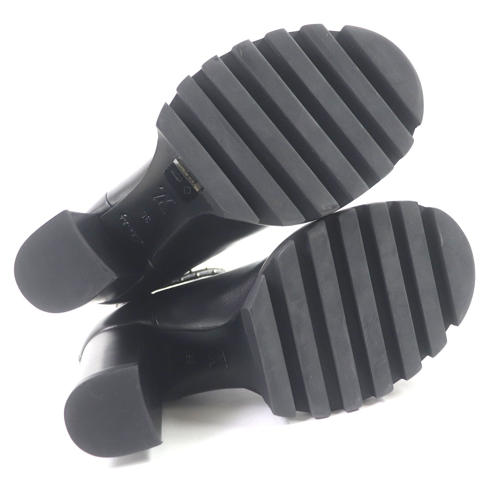 ルイヴィトン　スタッズ　ベルト　モノグラム レザー　ブーツ　35 ルイヴィトン スタッズ ベルト モノグラム レザー ブーツ 35 ルイ