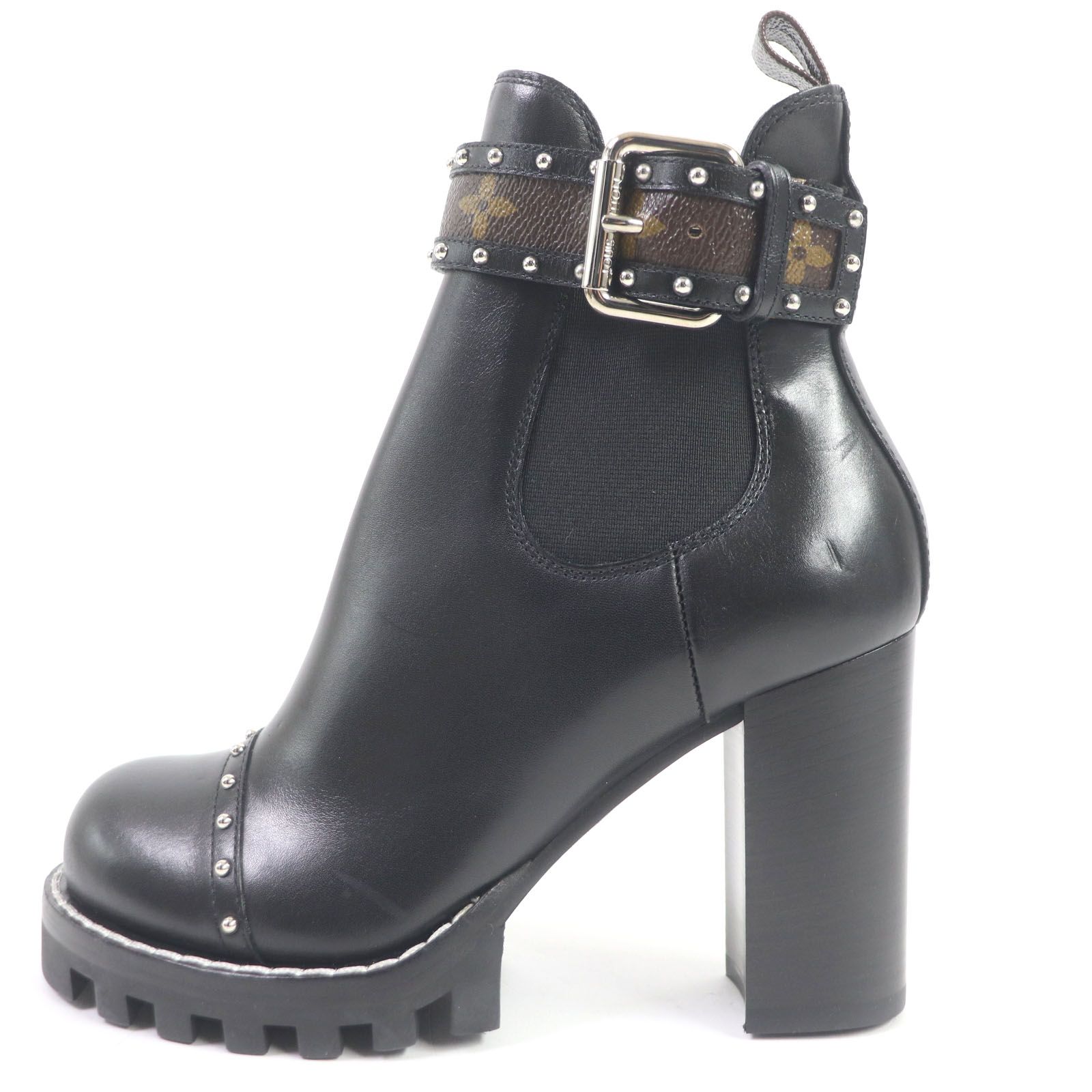 ルイヴィトン　スタッズ　ベルト　モノグラム レザー　ブーツ　35 ルイヴィトン スタッズ ベルト モノグラム レザー ブーツ 35 ルイ