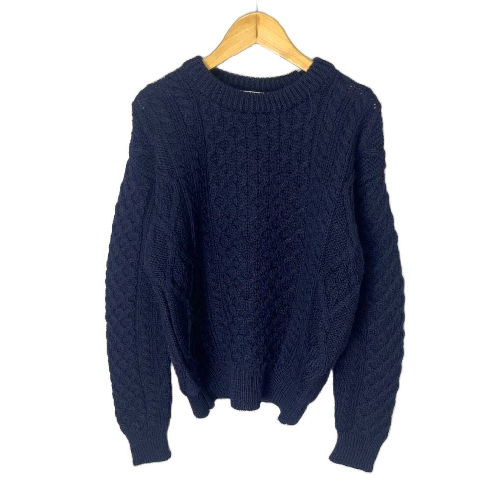 INSCRIRE ニット アラン ケーブル 紺 ネイビー ウール F INSCRIRE ニット アラン ケーブル 紺 ネイビー ウール F