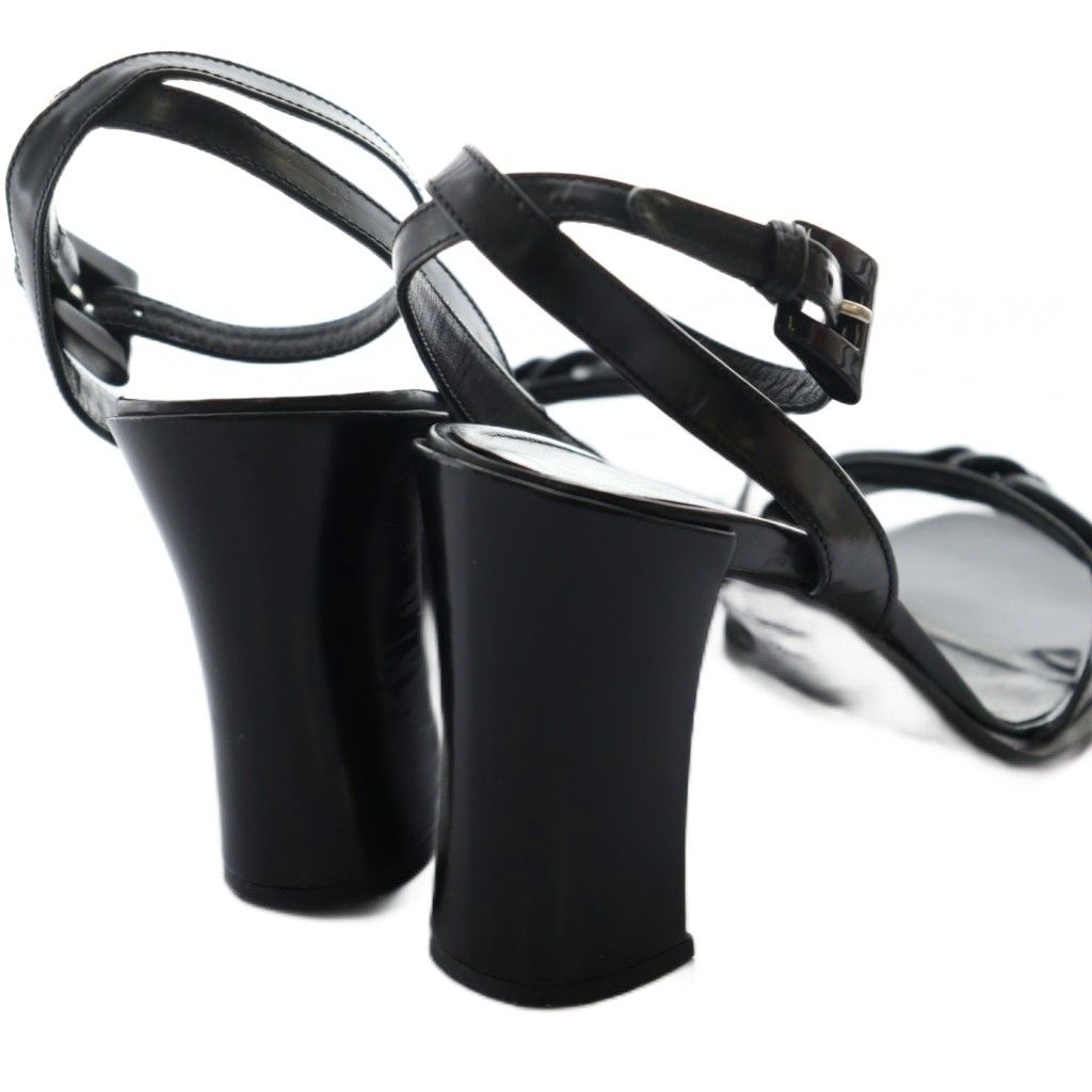 プラダ PRADA サンダル チャンキーヒール ストラップ 38.5 黒 ブラック