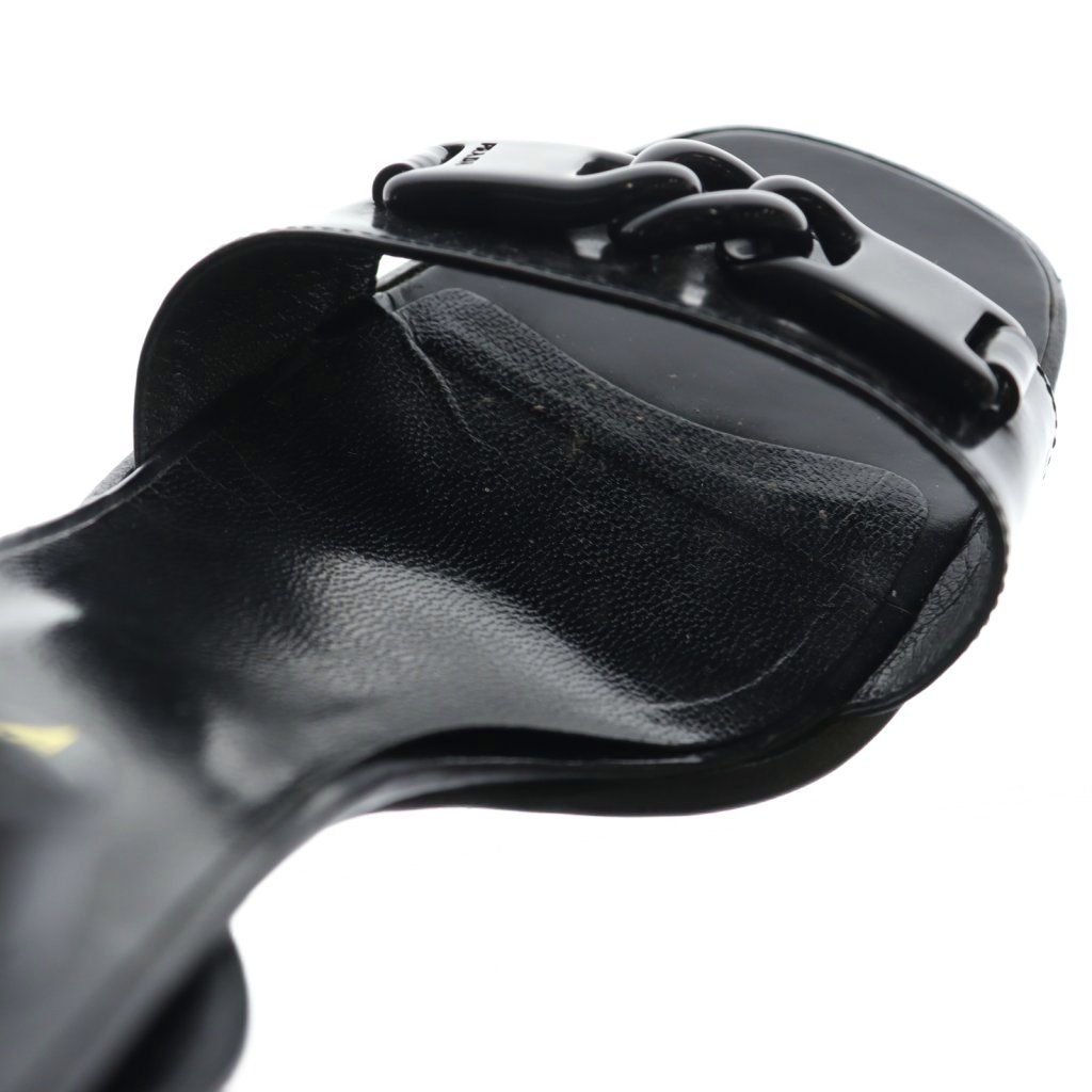 プラダ PRADA サンダル チャンキーヒール ストラップ 38.5 黒 ブラック