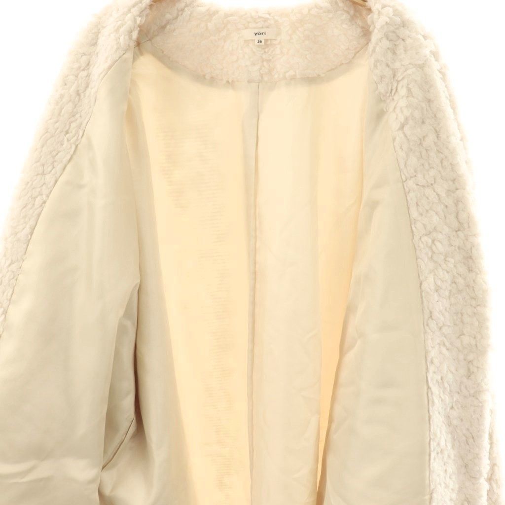 ヨリ yori プードルショートコート ノーカラーコート 38 ライト
