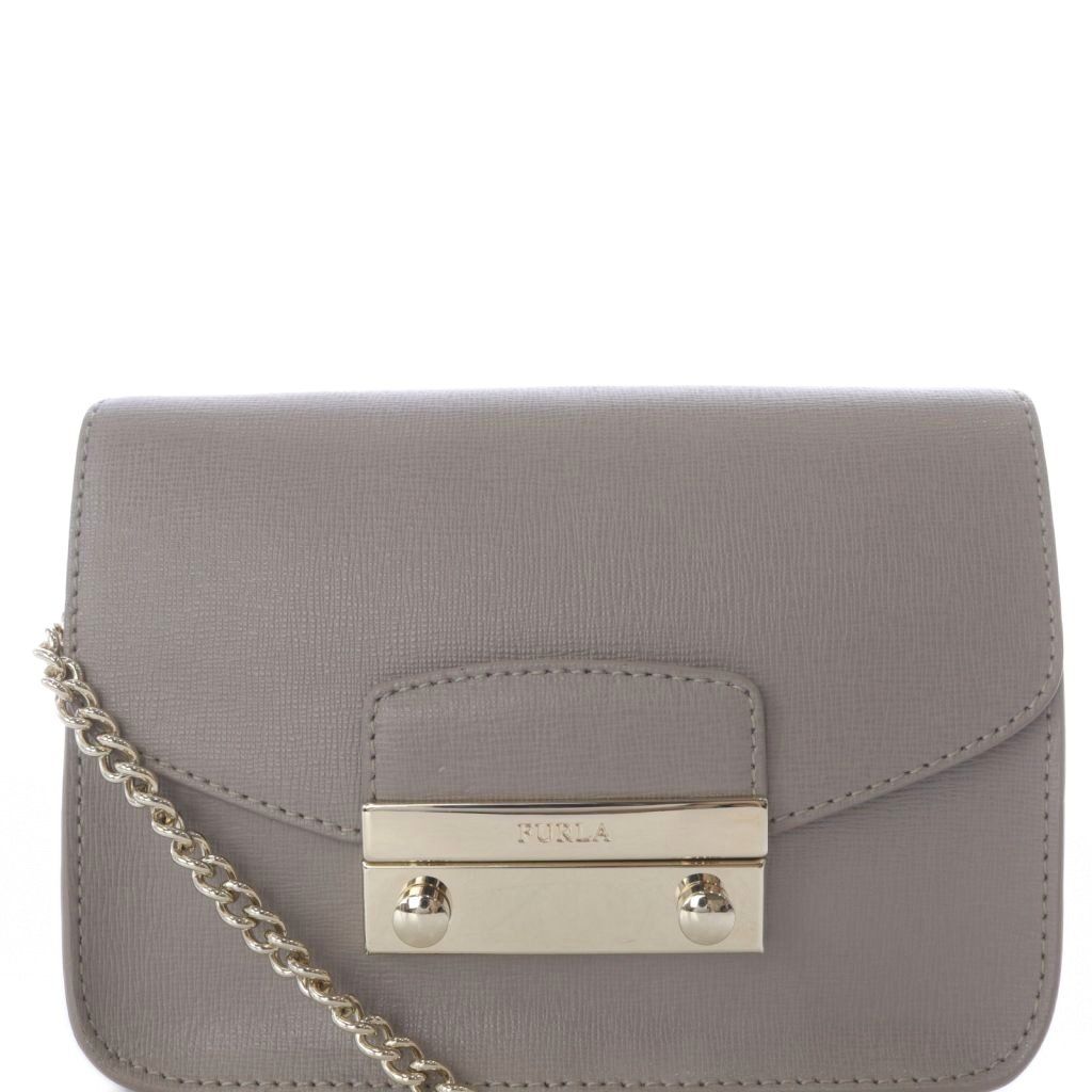 フルラ メトロポリス チェーンショルダーバッグ レザー グレージュ