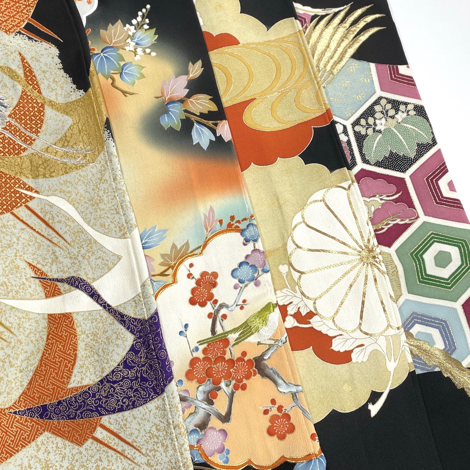 K188☆送料込み❣️ 黒留袖 着物 4枚 まとめ売り❣️ 黒留袖 4枚 正絹 着物まとめ売り 同梱購入歓迎 リメイク用 着付け練習