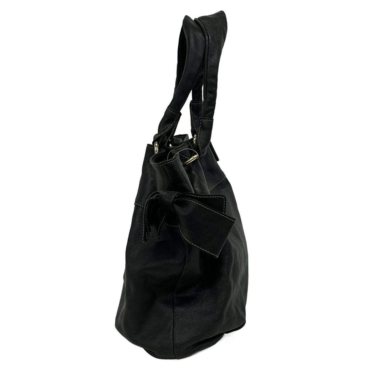 KITAMURA(キタムラ) トートバッグ - 黒 リボン レザー - メルカリ