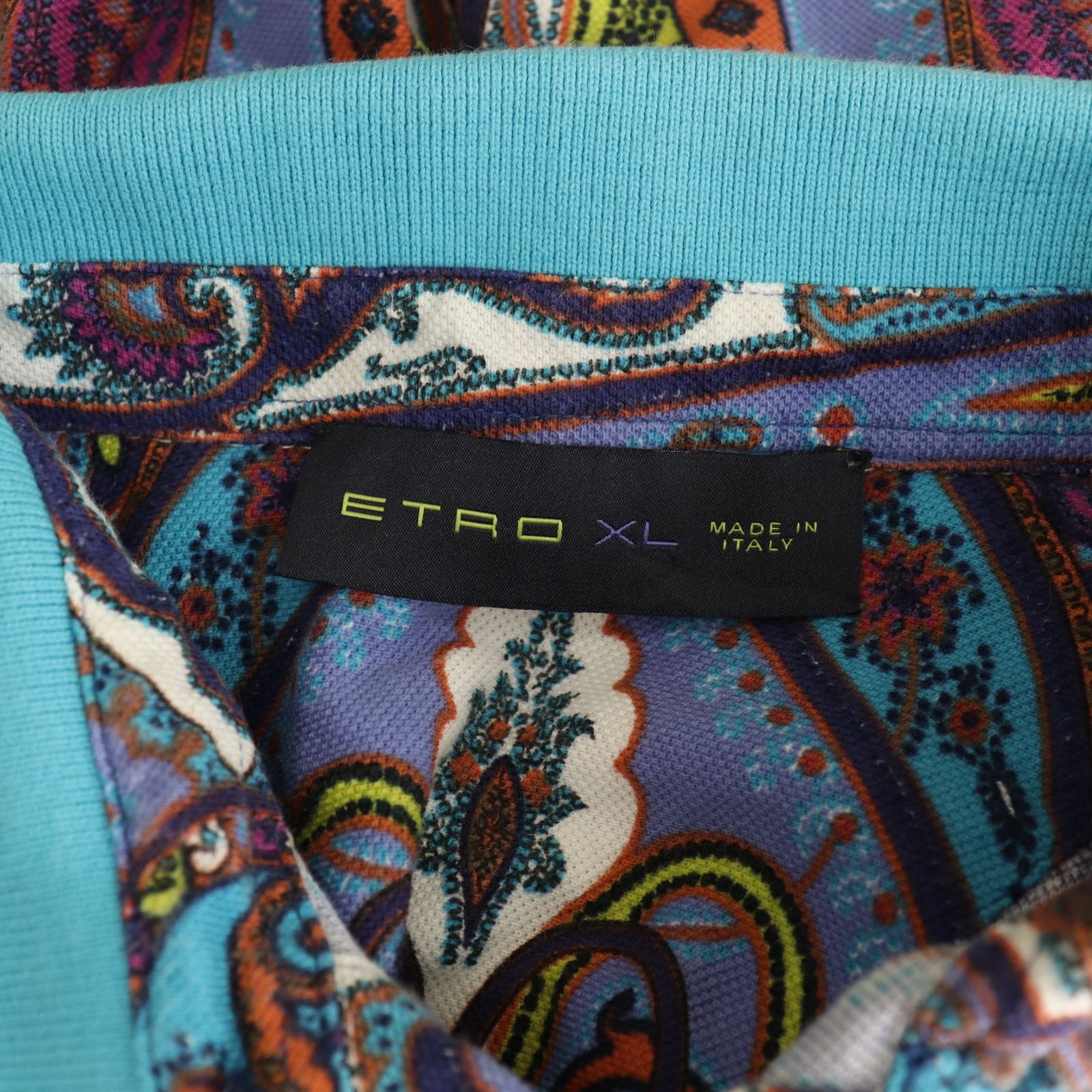 エトロ ETRO ペイズリー柄 ポロシャツ XL ターコイズブルー マルチ