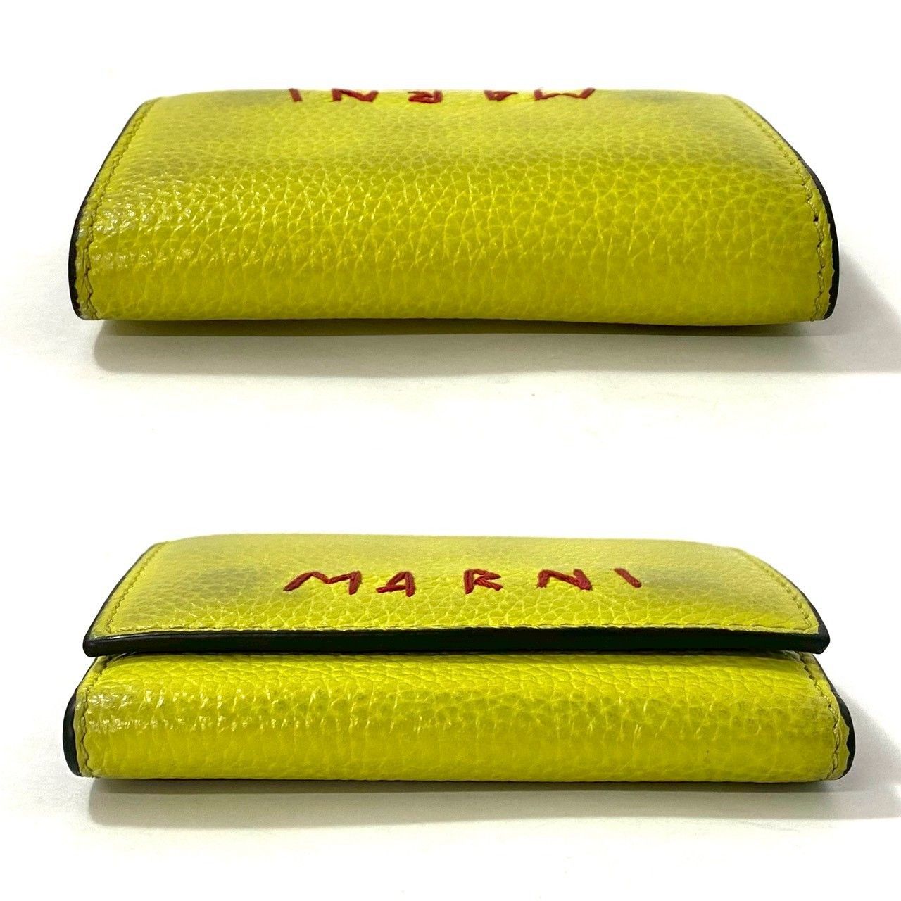 FU【MARNI】6連 キーケース レザー イエロー/黄色 レッド/赤 ロゴ刺繍