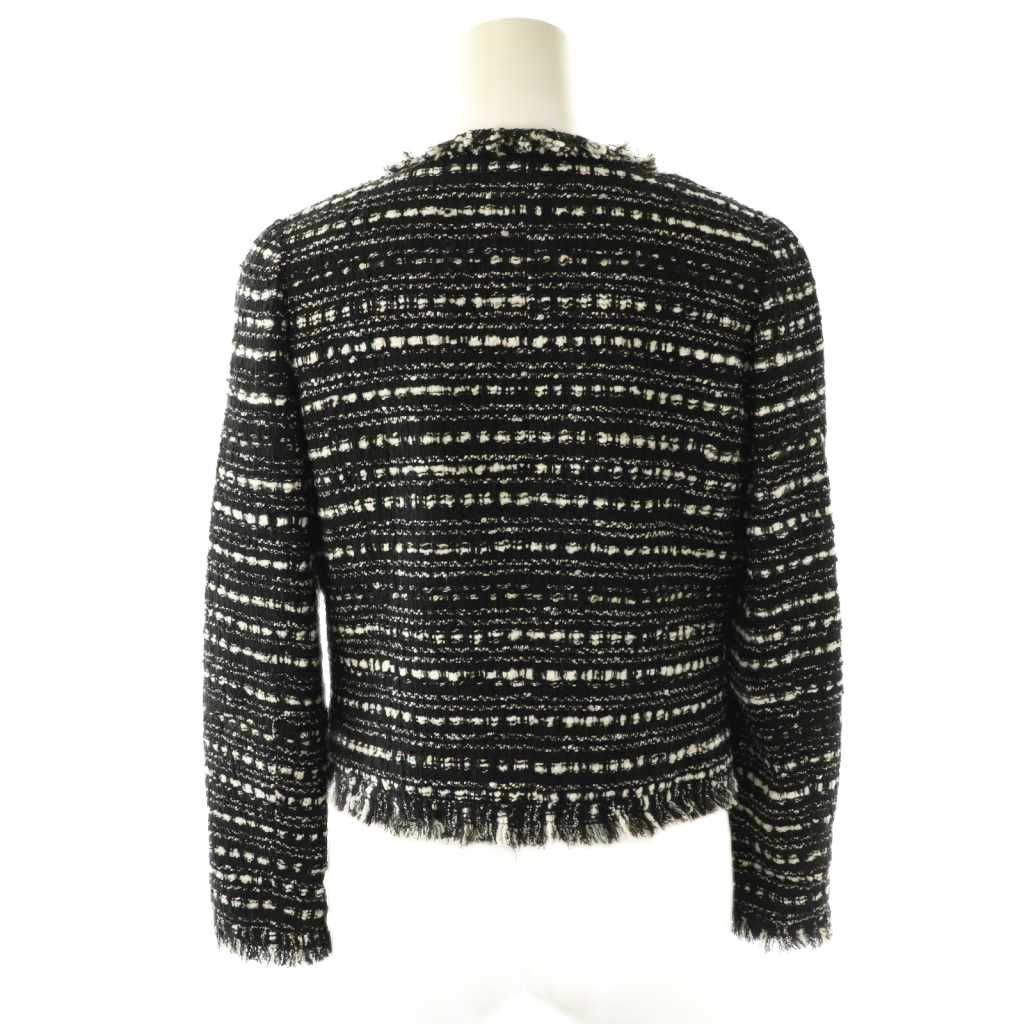 ルネ Rene ツイードノーカラー ジャケット ×TISSUE 34 ブラック /HK