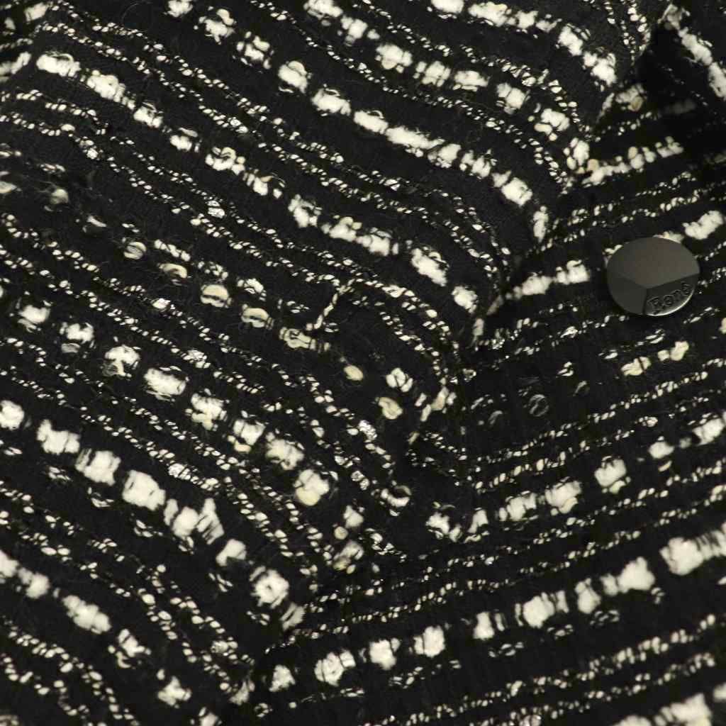 美品ルネTISSUE ツイードノーカラージャケット36 ULYSSE PILA ルネ Rene ツイードノーカラー ジャケット ×TISSUE 34 ブラック /HK