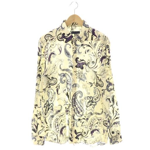 エトロ ETRO ペイズリー柄 シャツ 長袖 XL クリーム色 マルチカラー