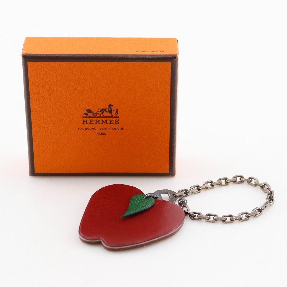 HERMES】エルメス アップル リンゴ バッグチャーム レザー 赤
