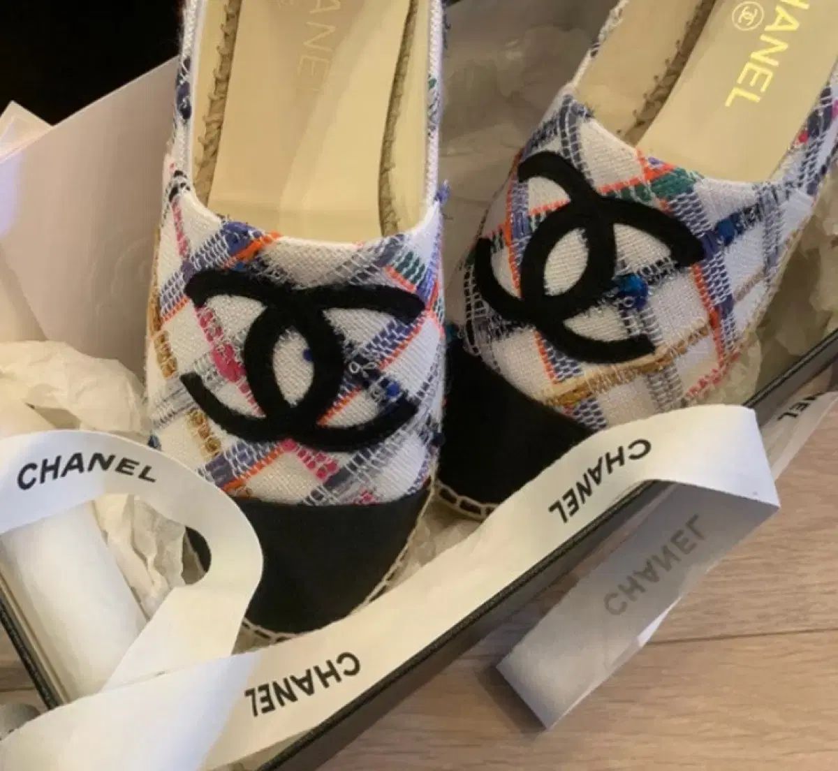 シャネル ツイード エスパドリーユ フラット シューズ 35 - メルカリ