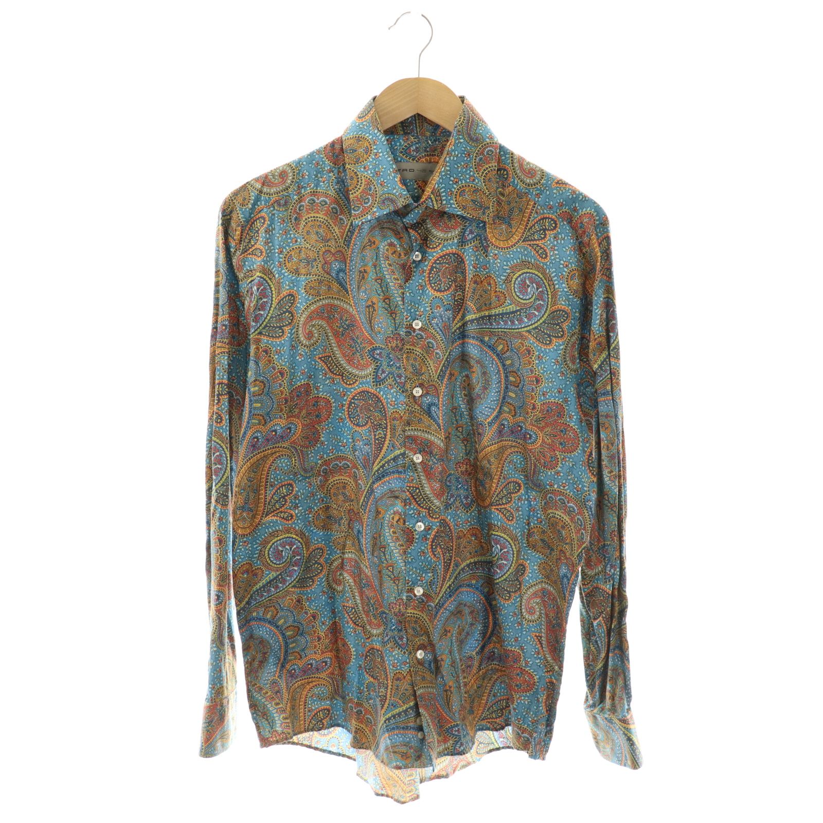 エトロ ETRO ペイズリー柄 シャツ 長袖 42 スモークブルー マルチ