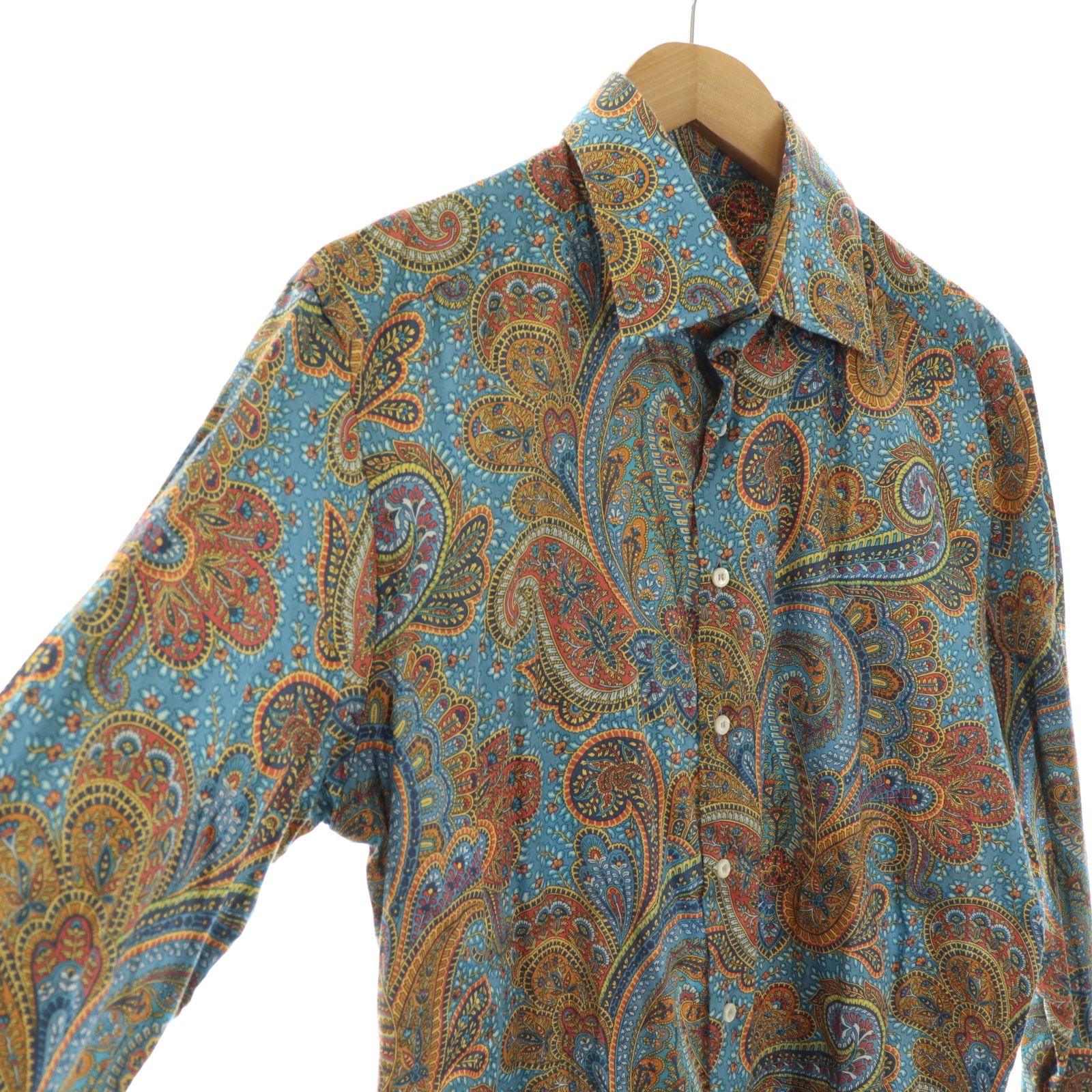エトロ ETRO ペイズリー柄 シャツ 長袖 42 スモークブルー マルチ