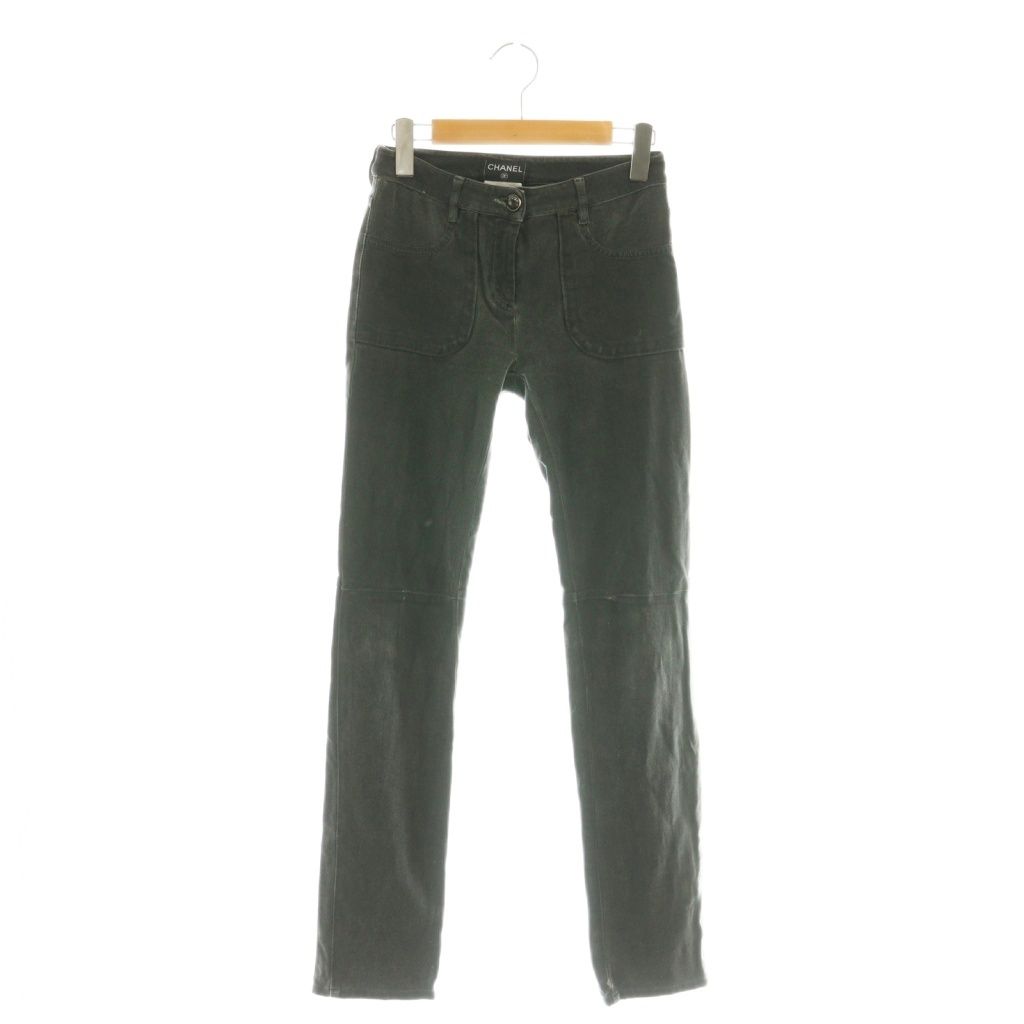 希少サイズ　CHANEL スキニージーンズ シャネル CHANEL フェイクパールボタン スキニーデニム パンツ