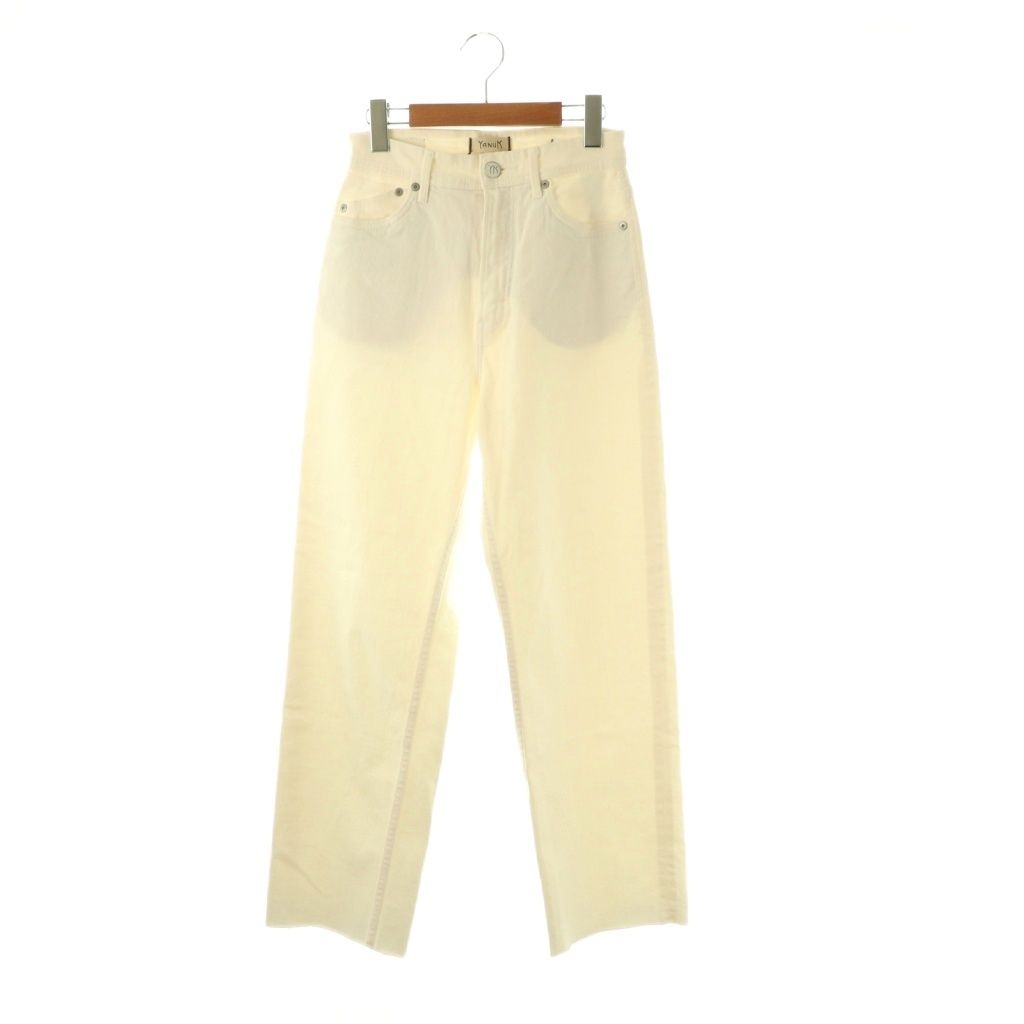 ヤヌーク YANUK 別注 LEA ストレートホワイトデニムカットオフパンツ