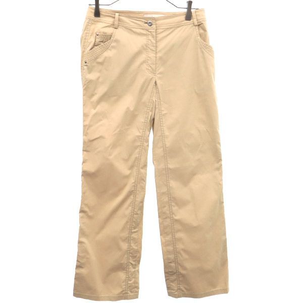 adabat アダバット ワンポイントロゴ刺繍 ゴルフ ロングパンツ 38 ベージュ レディース 古着