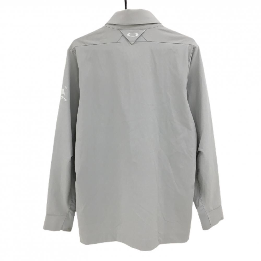 オークリー 長袖ポロシャツ ライトグレー ロゴ白 ハーフジップ ネック