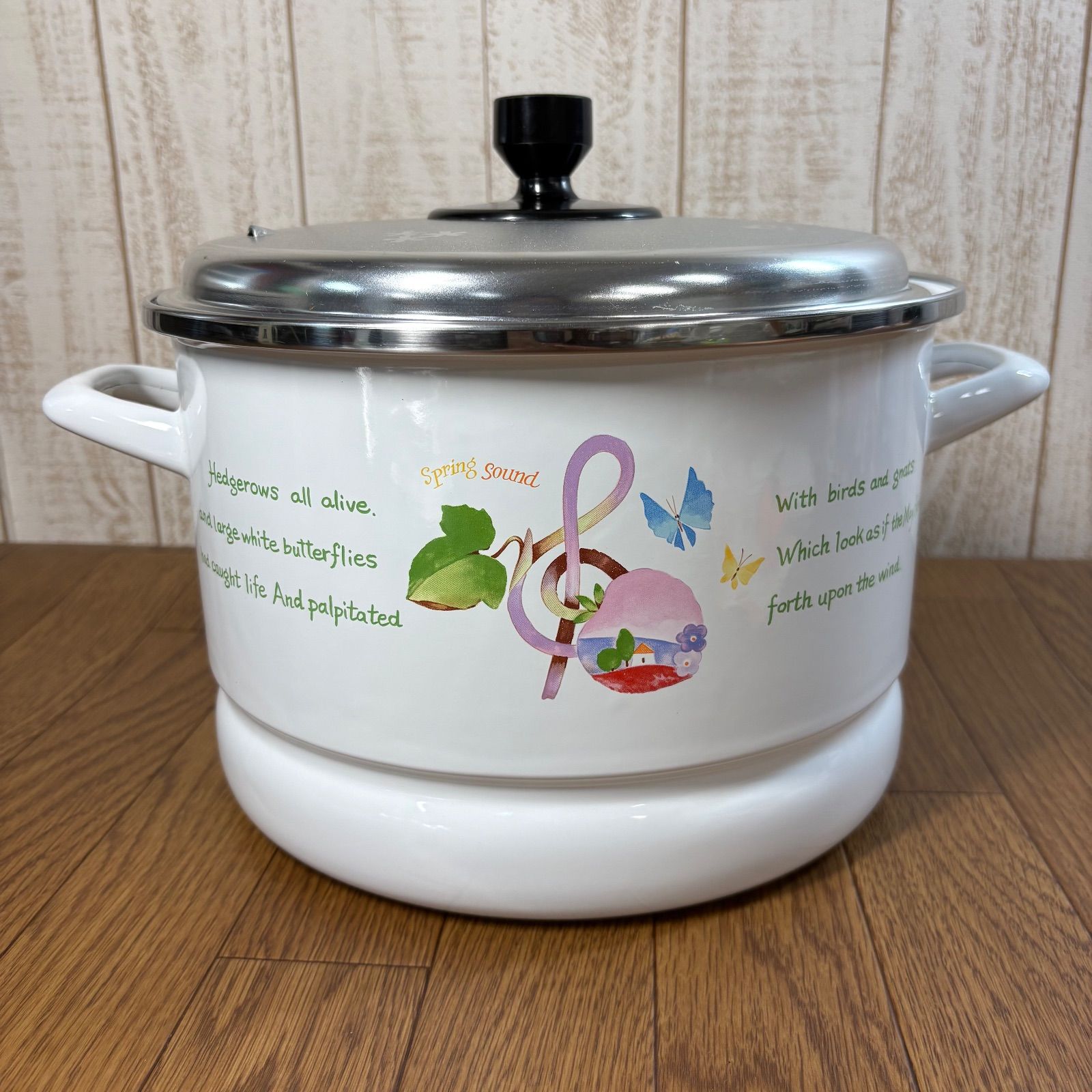 未使用品 ホーロー鍋 蒸し器 蓋付き 昭和レトロ - メルカリ